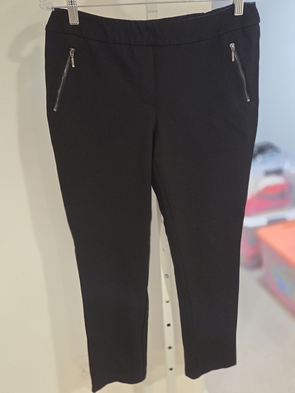 Black Cropped Zip-Pocket Ponte Pants